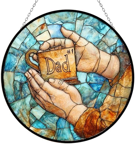 9.84 Inch Boho Fathers Day Trophy Suncatcher Stained Glass Window Hangings Sun Catchers Colorful Ornament Gifts for Women Mom Wife Halloween Christmas Housewarming by Unknown