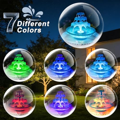 Yeomi 3-Tier Solar Fountain Pump with LED Lights, 24H Outdoor Water Feature, Detachable Design, Multi-Function Bird Bath Water Fountain for Garden Patio Yard Backyard Pond, 3.5W - Image 6