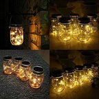 Solar Mason Jar Lantern Light, 3 Pack 20 Led String Starry Hanging Lamp, Fairy Firefly Lights Kit for Patio Garden Wedding Table Decor with Mason Jar & Hanger - Image 4