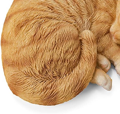 Sleeping Orange Tabby Cat Garden Statue Decor 8.27”L, Resin Realistic Sculptures Gift for Cats Lovers, Pet Memorial Stones for Loss of Pet, Kitty Figurine Art Decoration for Indoor Outdoor Home - Image 4