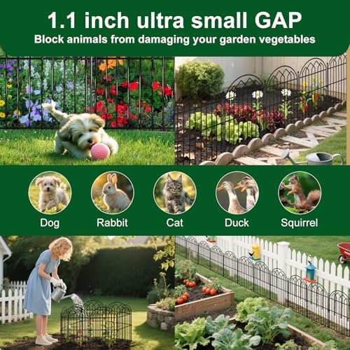Decorative Garden Fence 17in x 10.8ft (10 Panels), Rustproof Metal No Dig Arched Garden Border Fencing with Stakes, Small Animal Barrier Flower Bed Fence for Yard Patio Outdoor Decor - Image 2