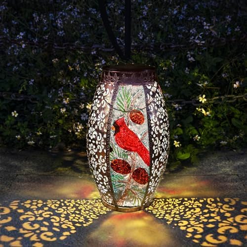 Hummingbird Solar Outdoor Lantern Decorative Waterproof Large Metal Hummingbird Solar Lights Garden Decor Sympathy Gifts for Loss of Mom/Dad/Loved One-Memorial Lantern by SolarGardenDecorativeFamily