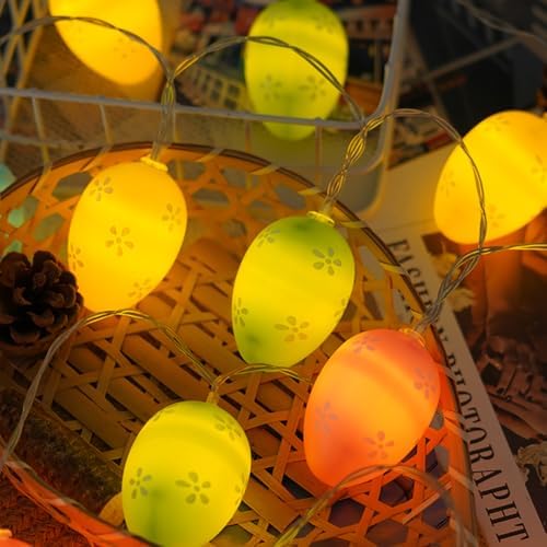 CAKERS Creative Easter Day String Lights|LED Warm White Copper Wire Lights|Hanging Fairy Lights for Bedroom Party Decor,Colorful Eggs,5m(16.4ft)-20LED-Solar - Image 5