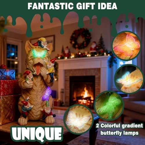 Funny Garden Gnomes Decorations for Yard Statue with Solar Lights - Image 2