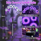 Kohlrabi Halloween Decorations Outdoor, 4 Pack 24 LED Solar Purple Scary Eyeball Swaying Lights, Solar Firefly Light Waterproof Outdoor Garden Lights for Halloween Yard Party - Image 2