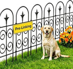 AMAGABELI 8 Panels 24in(H)×10ft(L) Decorative Garden Fence No Dig Rustproof Metal Pre-Linking Fence Panels Garden Edging Border Animal Barrier Fencing for Flower Beds Yard Patio Outdoor Decor Black by AMAGABELI+GARDEN+%26+HOME