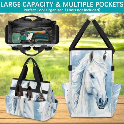 Horse Garden Tool Bag, Garden Tote Storage Bag with 10 Pockets, Indoor and Outdoor Horse Animal Gardening Tool Organizer for Women Men - Image 4