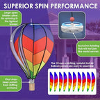 Hot Air Balloon Hanging Garden Spinner 26" - Vibrant Chevron Rainbow Design, Weather-Resistant Outdoor Decor, Durable & Lightweight for Patios, Yards, and Gardens - Eye-Catching Wind Spinner - Image 4