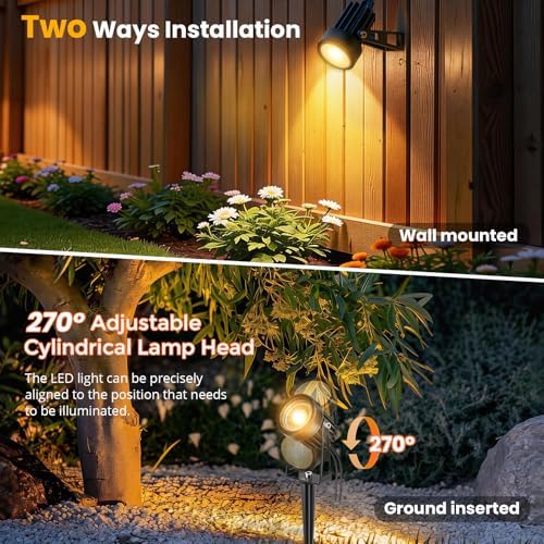 Plug and Play Low Voltage Landscape Lighting Kit with Extension Cables, 8Pack 65FT Wired Landscape Lights with Transformer, Warm White Waterproof Outdoor LED Spotlights for Yard, Garden, Pathway - Image 7