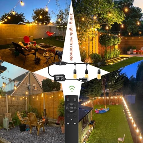 190FT Patio String Lights with Timer for Bistro Café Backyard 2Pack - Image 7