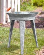Panacea Galvanized Metal Outdoor Bird Bath, 2 Inch Bird Bath Bowl and 3 Legged Bird Bath Stand for Patio and Deck, Vintage Backyard Accessories, Gray - Image 4
