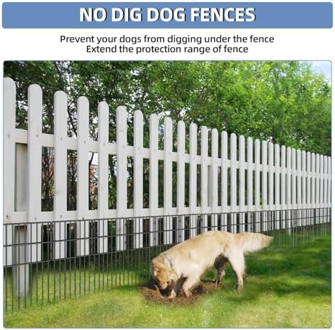 25 Pack Garden Animal Barrier Fence, 17in(H) x27ft(L) No Dig Decorative Fences, 1.5in Spike Spacing Rustproof Metal Garden Fence Border for Dogs Rabbits, Bottom Blocker for Outdoor Yard Patio - Image 2
