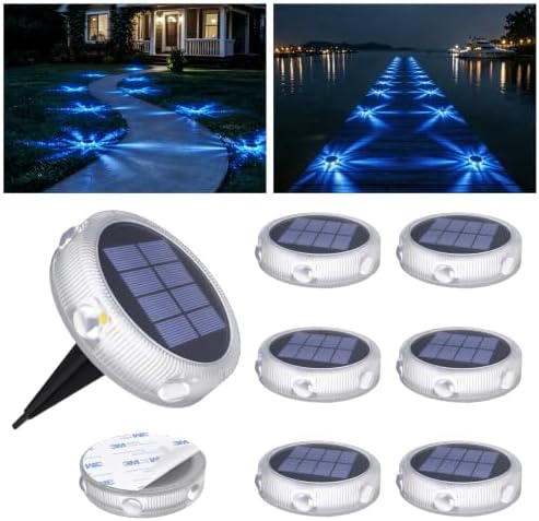 YiLaie Blue Solar Driveway Lights Outdoor IP68 Waterproof 12 Pack Led Dock by YiLaie