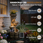 35.5" H Solar Water Fountain Outdoor with LED Lights, 4-Tier Cascading Garden Fountain with Planter Pots, Solar Powered Waterfall for Patio Yard Porch - Image 3