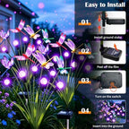 VOOKRY Dragonfly Solar Garden Lights Outdoor (8 Pack, 48 LEDs), Dragonfly Outdoor Decor with Solar Firefly Lights Waterproof Swaying Light for Yard Patio Pathway Lawn Gardening Gift for Women, Purple - Image 5