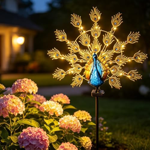 Large Solar Peacock Decorative Garden Stake Metal Yard Art Decor - Image 5
