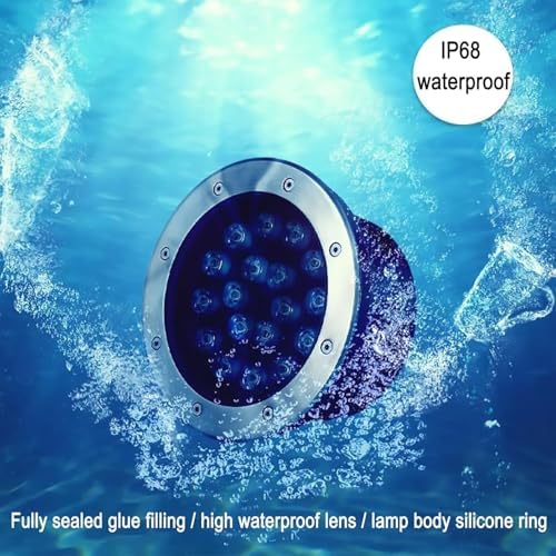 Submersible LED Fountain Light - IP68 Waterproof Underwater Pond Spotlight, 12/24V Low Voltage Outdoor Landscape Lamp, with Remote Control(24V,15w) - Image 4