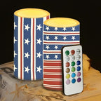 Flameless Candles with Remote and Timers Flickering Battery Operated USA Flag Candles Outdoor LED Pillar Candles for Independence Day Patriotic Decoration Set of 2 - Image 4