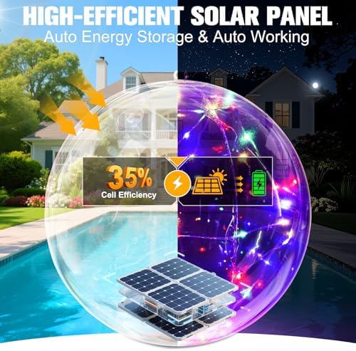 14 Inch Solar Floating Pool Lights, 2PK Colorful Solar Light Up Pool Balls - Image 2