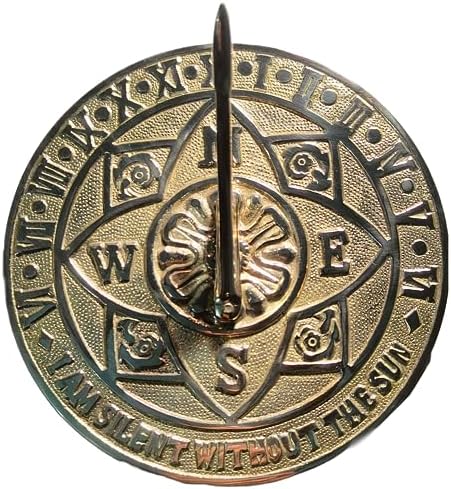 Brass Sundial Clock for Garden Yard Outdoor | Handmade Vintage Brass Large Sundial Clock Perfect for Beloved Ones | Home Decor Gift for Couples Anniversary Parents Grandparents by Unknown