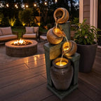 Outdoor Water Fountain with LED Lights, 34.84" Tiered Bowl Cascading Water Feature, Resin Garden Fountain for Patio, Backyard, Balcony, Porch, Deck, Housewarming Gift - Image 7
