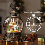Christmas Snow Globe Water Lantern with Mountain Village and Train Scene Battery Operated or USB Powered Musical Lighted Holiday Decoration for Tabletop Display for Family and Friend - Image 4