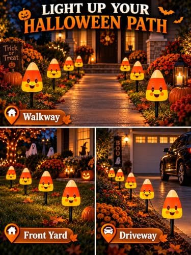 Abeja 7FT Halloween Candy Corn Pathway Lights, 4 LED Outdoor Yard Stakes - Image 7
