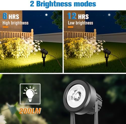 APONUO Solar Spot Lights - Outdoor 2-in-1 Solar Landscape Uplights, Dusk to Dawn, IP65 Waterproof, 9.8ft Cable, Warm White - Image 4