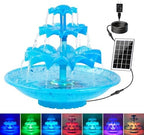 Yeomi 3-Tier Solar Fountain Pump with LED Lights, 24H Outdoor Water Feature, Detachable Design, Multi-Function Bird Bath Water Fountain for Garden Patio Yard Backyard Pond, 3.5W by Unknown