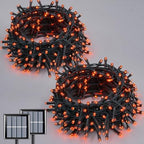 QITONG Solar Halloween String Lights, 2 Pack Each 66ft 200 LED Orange led Lights Outdoor Waterproof, Green Wire Twinkle Light with 8 Modes for Outside by QITONG