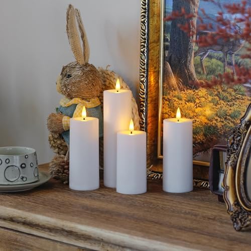 Flameless Waterproof 2.2" x4" 4" 5" 5" 6" 6" 7" 7" Pillar Candles with Remote Control and Timer, LED Battery Operated Plastic White Pack of 8 Outdoor Flickering Warm Light - Image 6