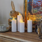 Flameless Waterproof 2.2" x4" 4" 5" 5" 6" 6" 7" 7" Pillar Candles with Remote Control and Timer, LED Battery Operated Plastic White Pack of 8 Outdoor Flickering Warm Light - Image 6