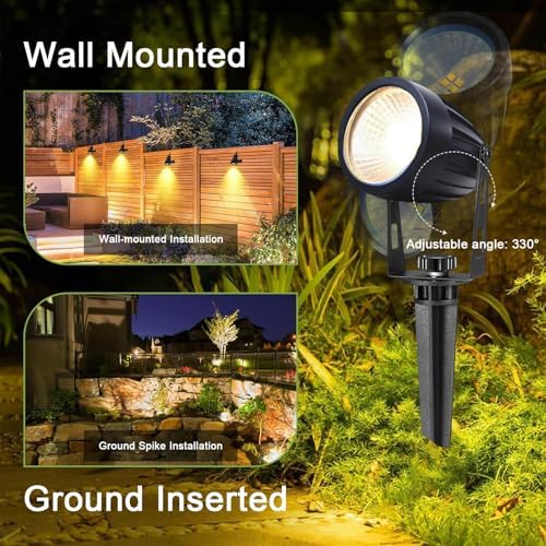 Low Voltage Landscape Lighting 6 Pack, 12V LED Outdoor Landscape Spotlights Outside Graden Pathway Lights, Plug in Spot Lights with Waterproof Transformer for House Yard Flag Tree Lawn Decor - Image 5