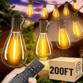200FT Outdoor String Lights with Remote, Waterproof Patio Lights with 72+2 Shatterproof LED Bulbs,Dimmable Hanging Decor for Backyard Garden Porch Bistro, Timer & 3 Modes,2200K Warm White by AMZRAP