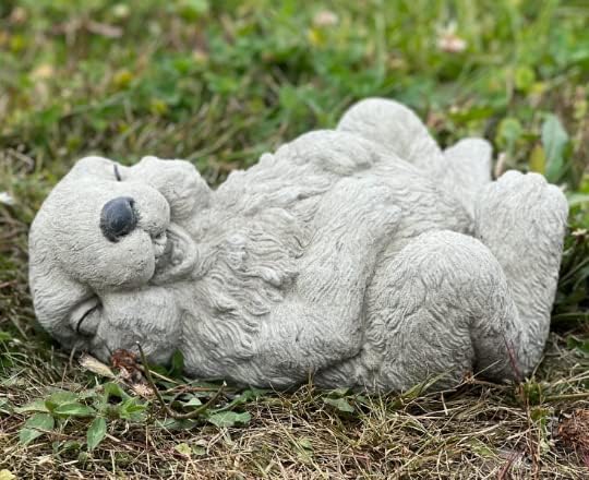 Giggling Laying on Back Rabbit Concrete Rabbit Garden Statue White Rabbit Figurine Stone Rabbit Memorial 1 - Image 7