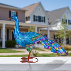 Peacock Yard Art Garden Decor Metal Peacock Outdoor Statue & Sculpture for Patio Lawn Backyard Decorations Vibrant Multicolor, Blue - Image 7