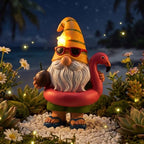 Lavezee Garden Gnome Statue Outdoor Decor, Solar Gnomes with Flamingo Figurine for Garden, Patio, Yard Decor, Summer Pool Party - Image 5