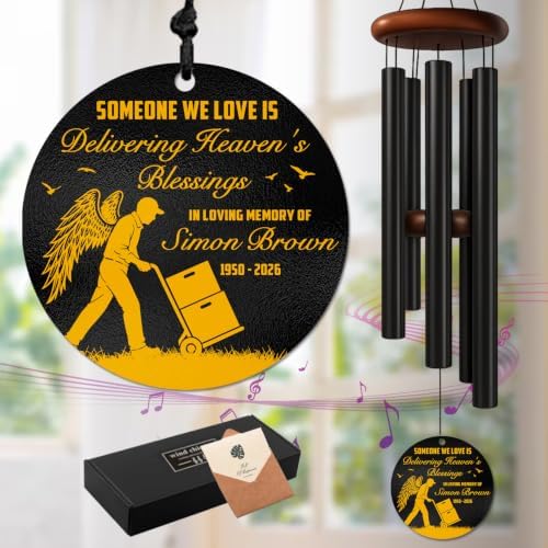 Personalized Postal Delivery Wind Chime, Delivering Heaven's Blessings in Loving Memory, Custom Name Year Sympathy Gift, Remembrance Garden Outdoor Windchime by AlpadilCo