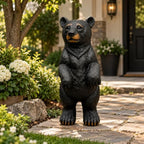 19.69-Inch Tall Standing Black Bear Statue for Garden, Cabin Decor & Porch by Guioiby