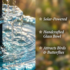 Solar Cascade Hanging Bird Bath Fountain - Solar Powered Birdbath Water Fountain Pumps Dispenser Outdoors Decor, Hanging Hummingbird Bird Shower Bath Kit with Flowing Water (Single - Black) - Image 3