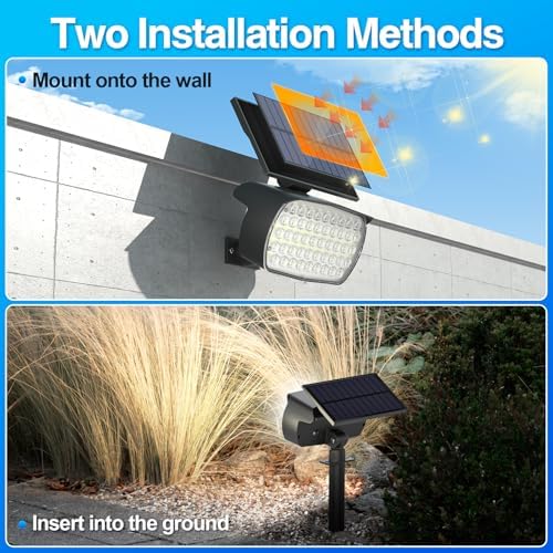 108 LED Solar Spot Lights Outdoor, Solar Lights Outdoor IP65 Waterproof, 3 Modes Solar Landscape Spotlights, Large Solar Powered Panel Lights for Garden Yard Pathway(Cool White/6 Pack) - Image 5