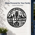 Personalized Halloween Metal Sign, Custom Family Name Wall Decor with Owl, Pumpkin and Spider Web, Round Front Door Sign for Porch, Entryway, Indoor Outdoor Home Decoration - Image 7