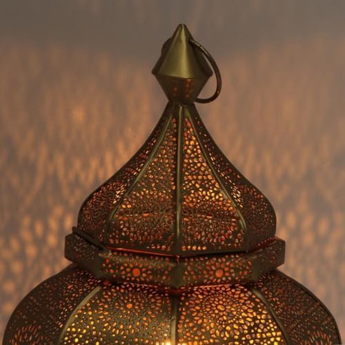 Yille Oriental Metal Lantern Anida Gold 30 cm Moroccan Lantern Garden Lantern Hanging Standing Beautiful Table Lantern for Wedding, Party, Decoration - Image 5