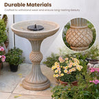 Sunlinua 24H Outdoor Water Fountain with Solar Pump Italian Resin Garden Fountain for Patio Yard Weather-Resistant Bird Bath Fountain with Led Light Elegant Backyard Décor - Image 4
