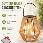 Handwoven Rattan Solar Lantern, Outdoor Hanging Solar Light with Warm LED Glow, Weather Resistant Wicker Style Lamp for Patio, Garden, Yard, Porch, Balcony, Deck and Gazebo Decor (2Pcs) - Image 6