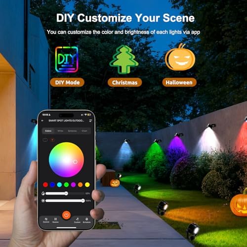 VTimes 8pcs Smart RGBW Landscape Lights IP65 Waterproof Outdoor SpotLights - Image 3