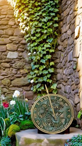 NauticalMart Flowers Sundial, Solid Brass with Verdigris Highlights, 10-Inch Diameter - Image 4