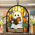 Funny Ghost Reading Book Acrylic Suncatcher - Image 4