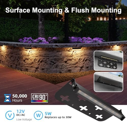 7 Inch Retaining Wall Lights, 2700K LED Hardscape Lighting, 4 Pack - Image 3