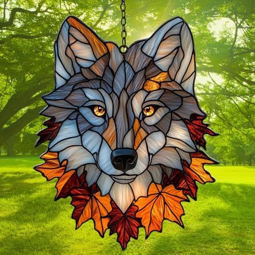 Autumn Wolf Acrylic Suncatcher - Image 3